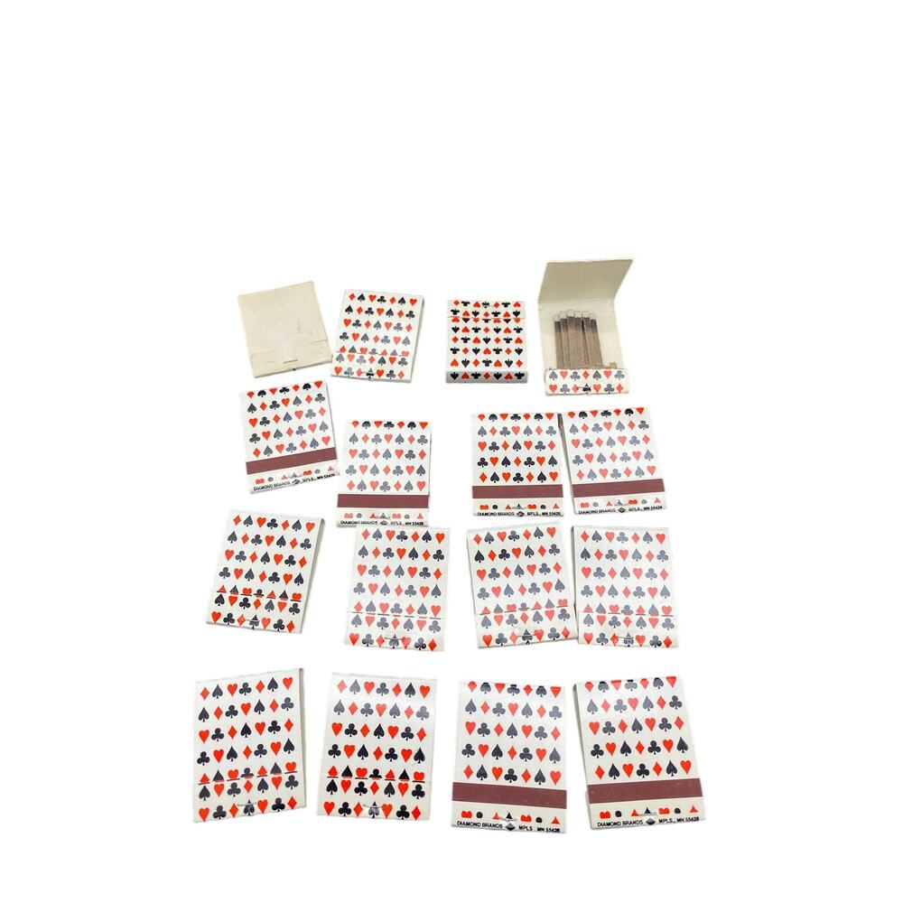 Vintage Matches Playing Card Suits Clubs Spades Diamonds Hearts!